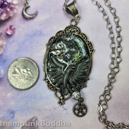 Raven of the Clockwork Veil Steampunk Necklace (5)