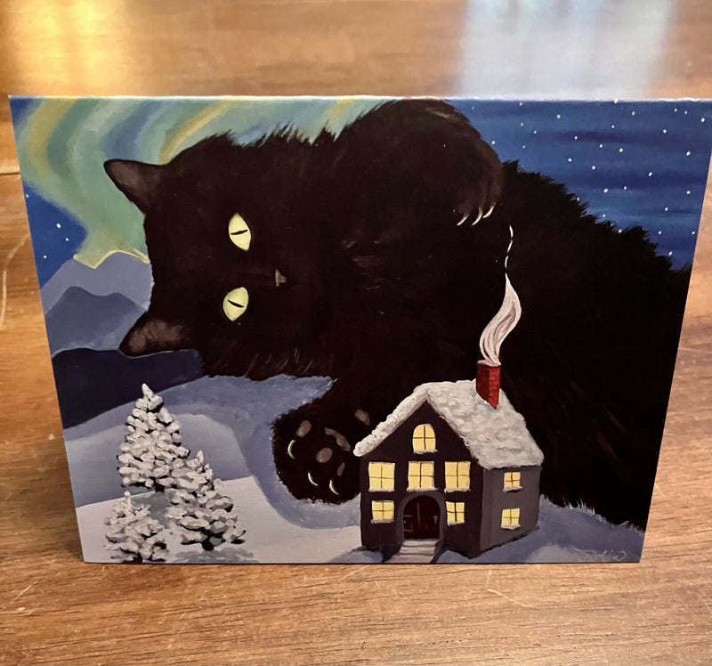 5 Greeting Cards-Yule Cat