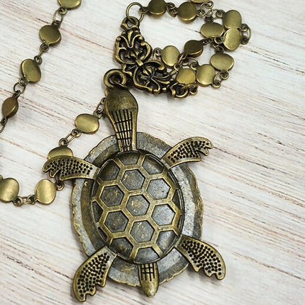 green steampunk turtle necklace (7)