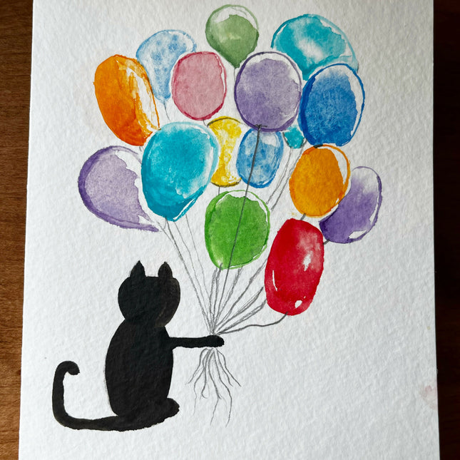 NC13 Black Cat Brought Balloons