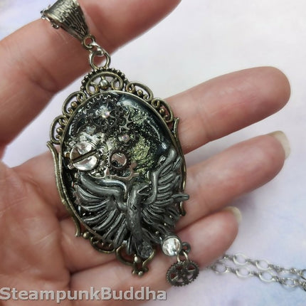Raven of the Clockwork Veil Steampunk Necklace (6)