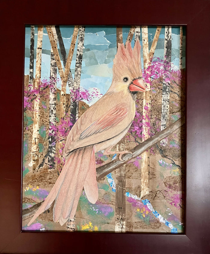 Lady Cardinal and the Redbuds