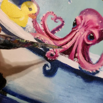 Splish Splash Pink Octopus Rubber Ducky Bathtub Art (3)