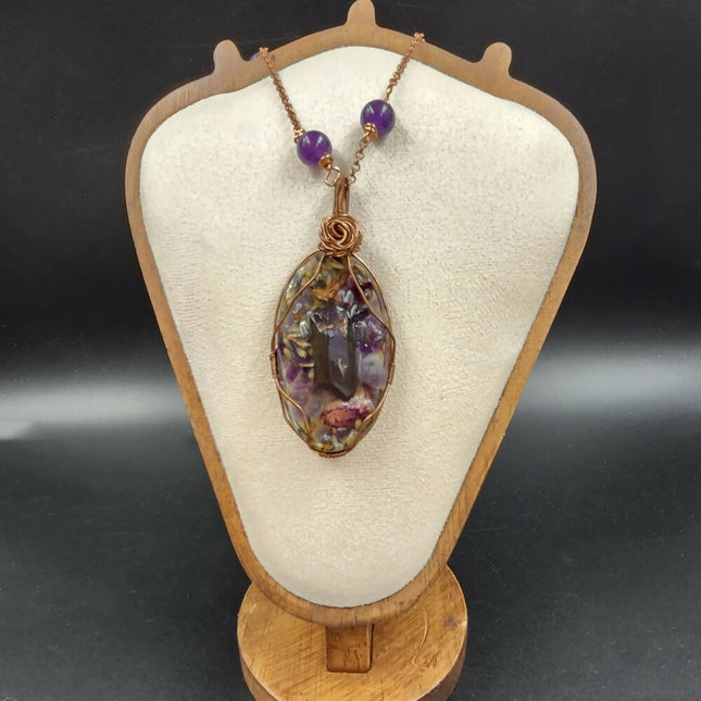 grief healing orgonite necklace lavender amethyst the steampunk buddha (8)