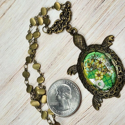 green steampunk turtle necklace (5)