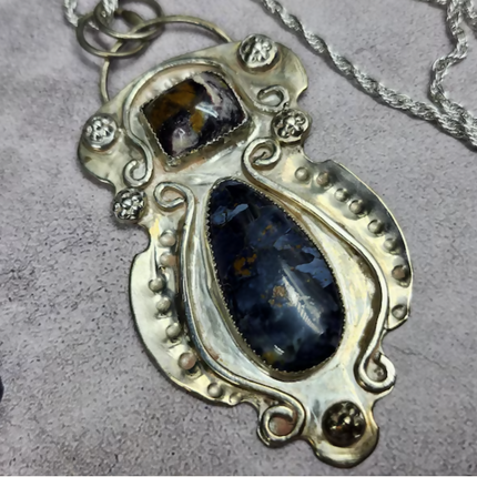 Pietersite and Indian Blanket Jasper Pendant steampunk buddha