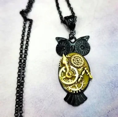 gold black steampunk owl by the steampunk buddha