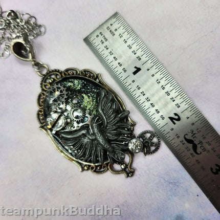 Raven of the Clockwork Veil Steampunk Necklace (8)