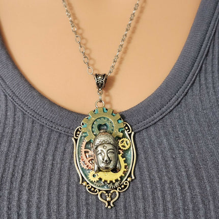 Steampunk Buddha Assemblage Necklace