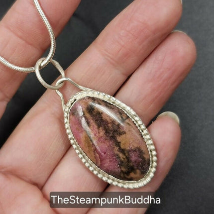 Midnight Blossom – Rhodonite Pendant (2)