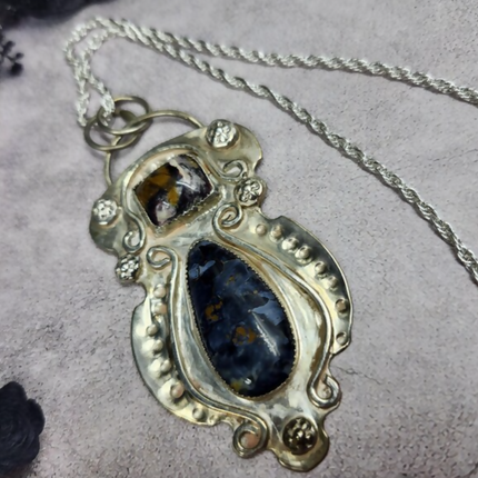 Pietersite and Indian Blanket Jasper Pendant steampunk buddha  (2)