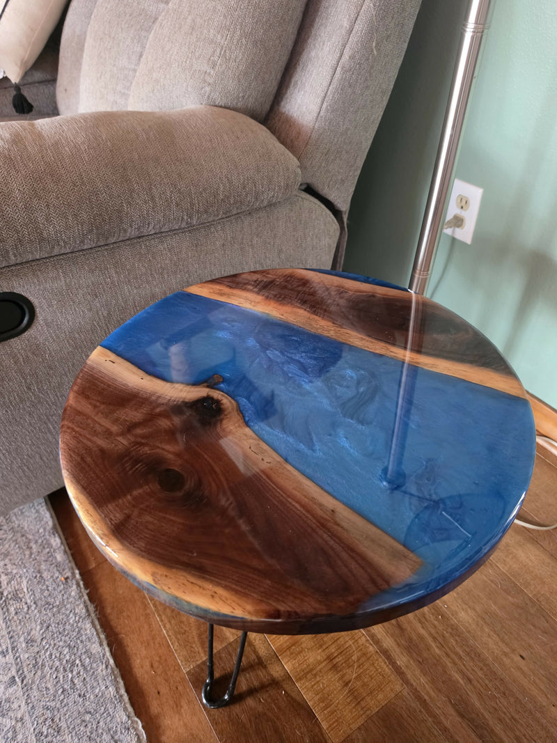 20 inch Walnut and Epoxy Table