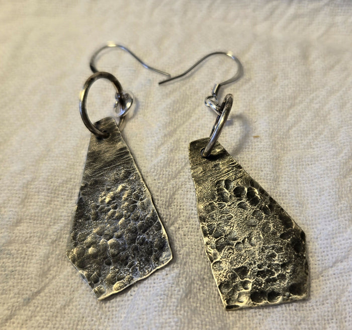 Rustic Edge Sterling Silver Earrings