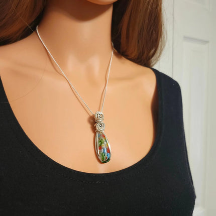 Millefiori Garden Glass Necklace – Handwrapped Floral Glass Pendant (2)