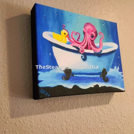 Splish Splash Pink Octopus Rubber Ducky Bathtub Art (4)