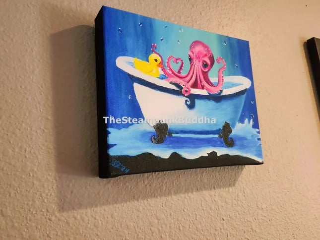 Splish Splash Pink Octopus Rubber Ducky Bathtub Art (4)