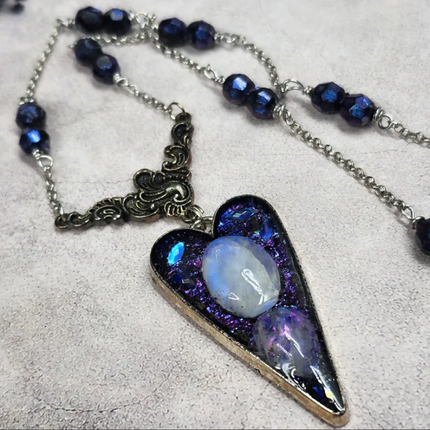 Witch's Heart Moonstone Pendant Necklace