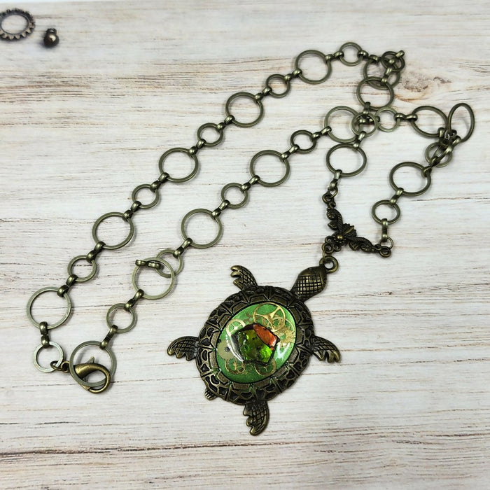 Ammolite Turtle Necklace