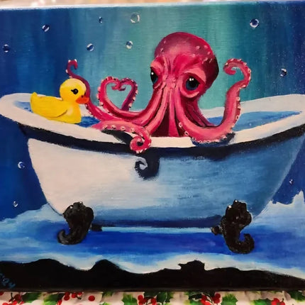Splish Splash Pink Octopus Rubber Ducky Bathtub Art (2)