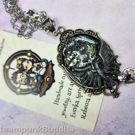Raven of the Clockwork Veil Steampunk Necklace (7)