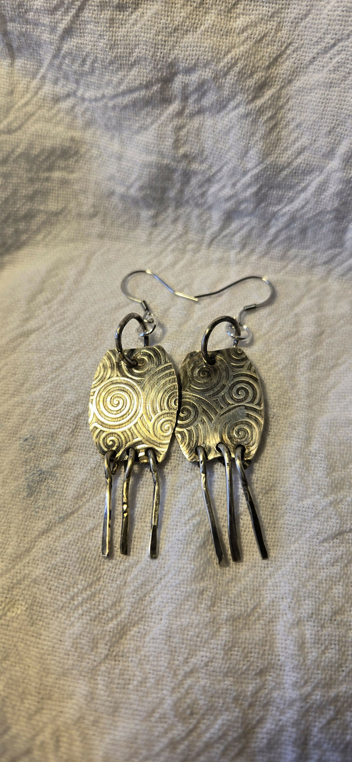 Silver Swirl Fringe Earrings